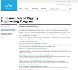 ASME Offers Rigging Engineering Training
