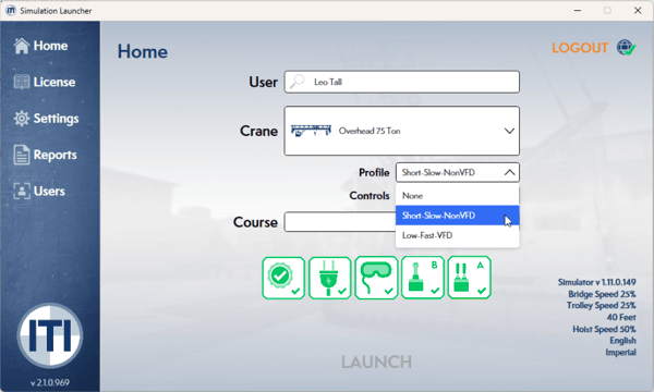 Profile is selectable before launching